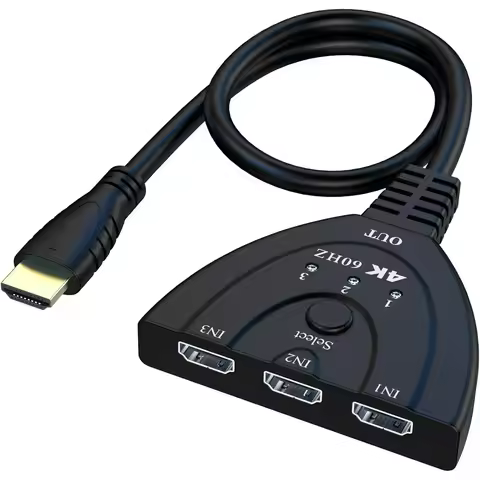 4K@60Hz HDTV Switch 3-in-1 HDTV Switcher KVM Splitter 3 Input 1 Output Port Hub for Xbox, PS5, PC