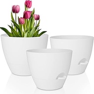 QRRICA Plant Pots 12/10/9 Inch Self Watering Pots, Set of 3 Plastic Planters with Drainage Holes and