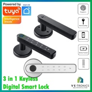 【In stock】[ STOCK! 6MTHS WARRANTY!!] Smart Digital Door Lock Biometric Fingerprint Lock Password Key Unlock Tuya APP Bluetooth 7FYY