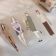 優雅步調 PET膠帶 / 7cm寬 特殊油墨印刷+白墨 帶離型紙 36個女孩