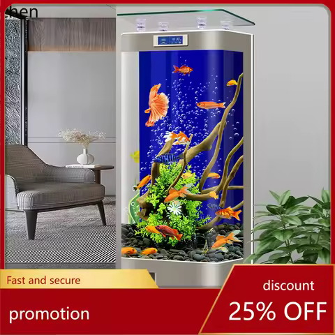 HT new integrated molding hot bending goldfish tank living room vertical ecological aquarium glass l
