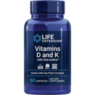 Life Extension Vitamins D and K with Sea-Iodine, vitamin D3, vitamin K1 and K2, iodine, supports imm