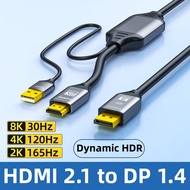 1m 2m 3m HDMI-compatible 2.1 To DP1.4 Conversion Cable 8K 4K DisplayPort  To HDMI Adapter Line for PC Laptop PC Projector