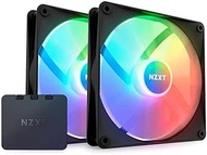 NZXT F140 RGB Core Twin Pack - 2 × 140mm Hub Mounted RGB Fans with RGB Control - 8 Individually Controllable LEDs - Semi Transparent Fan Blades - PWM Control - CAM Software - Black