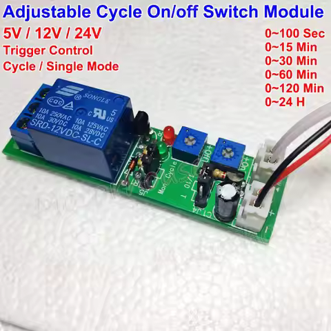 DC 5V 12V 24V 1S-24H Adjustable Delay Time Timer Relay Control Cycle turn ON OFF Switch Infinite Rep