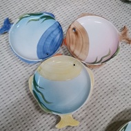 Fish-Shaped Dinner Plate Pastry Breakfast Plate Anti-Scald Plate Children's Low Bone China Hand-Painted Plate Plate Dish Meal Tray