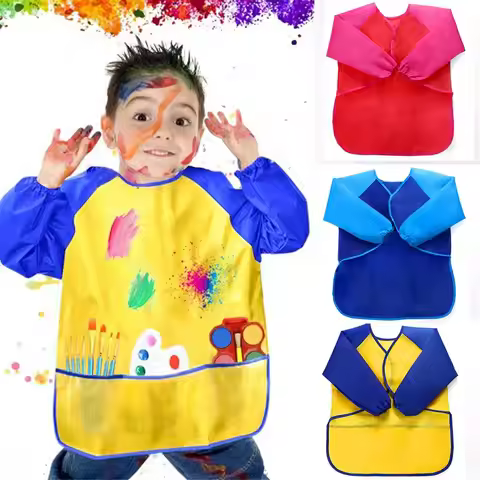 Children Art Baking Craft Kitchen Waterproof Art Kids Painting Apron Cooking Bib