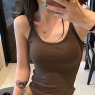 Hot Girl Sleeveless Tank Top with Chest Pad Tube Top for Women Sexy Vest Thin Shoulder Camisole