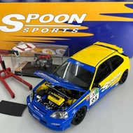 MotorHelix 1:18 Scale Honda Civic EK9 Spoon Diecast Kereta Model Car