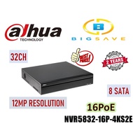 DAHUA 32CH / 32 CHANNEL NVR5832-16P-4KS2E 2U 16POE 4K&H.265 PRO NVR NETWORK RECORDER (POE)