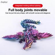 Zephyr 3D Printed Dragon Colorful Gem Dragon Figurines Movable Joint Rotatable Articulated Dragon Cr