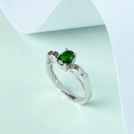 Edith &amp; Jaz • 線條美 藍寶石│綠透輝石 縷空純銀戒指