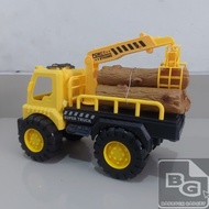 Mainan Truk Crane Angkut Kayu Miniatur Mobil Mobilan Anak