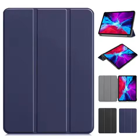 Coque For iPad Pro 12 9 Case Tri-Fold Leather Stand Tablet Shell Funda For iPad Pro 12.9 2022 2021 2