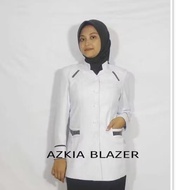 Azkia blazer wanita baju kerja wanita putih list hitam terbaru polyester premium stretch import