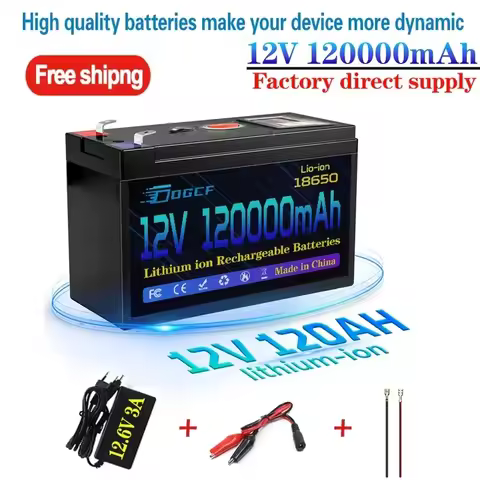 🔥12V Battery 120Ah 18650 Rechargeable LiFePO4 Lithium Battery Built-in 5V 2.1A Usb Power Display Por