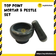 [MY KITCHEN] Top Point Mortar &amp; Pestle Set Traditional Lesung Batu &amp; Ulek Ceramic Mortar and Pestle Kitchen Mortar