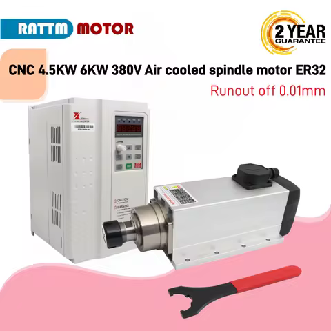 CNC 4.5KW 6KW 380V Air cooled spindle motor ER32 Runout off 0.01mm 300Hz+5.5KW 7.5KW HY /Fuling Inve