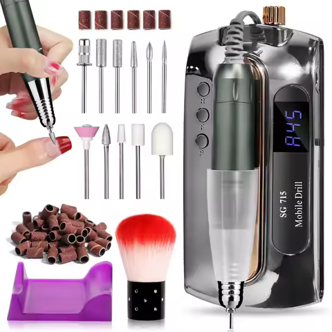 Professional Nail Drill 45000 RPM, Rechargeable Electric Nail File,Cordless Nail E File for Acrylic 