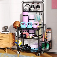 Y9I Yoga Mat Fitness Sports Equipment Storage Basket Shelf Abdomen Kettlebell Basketball with Wheels