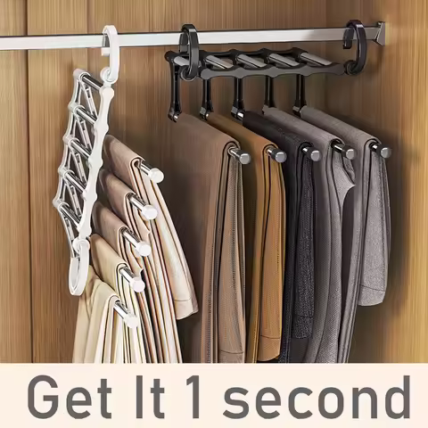 Adjustable Multiple Fold Pants Hangers Pants Rack Hangers for Pants Clothes Organizer Hangers Save W