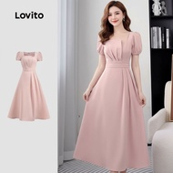 trendy5-Lovito Elegant Plain Pleated Dress for Women L133ED888