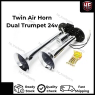 Twin Air Horn Dual Trumpet 24v with high frequency 300db. Suitable for Truck, Lorry&Bus