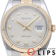勞力士 Datejust 36 男士腕錶，五珠鏈，10 鑽，電腦錶盤，型號 116233G(M)，帶保固卡，K18YG/SS 錶殼，顏色，2008 年翻新拋光，成色極佳 [二手]