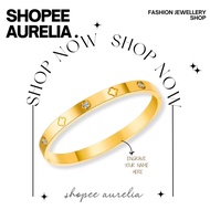 (13-21cm)GT136 Titanium Bangle Gelang Rantai Tangan Gift Wedding Jewellery Gold Silver Bracelets wan