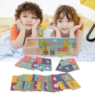 Learning Plaything Wooden Domino Building Blocks Set Education blocks Jigsaw Animal Domino Puzzle