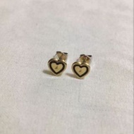 (NEW) Agnes B Gold Heart Earrings 金色配黑色心形耳環