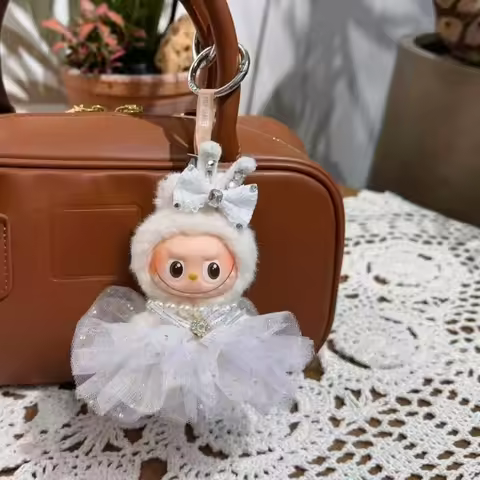 For Mini Labubu 4.0 The Monsters Pin for Love Series 3pcs Mesh suspender bow princess dress with nec