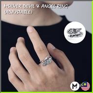M.Silver Official Adjustable Men Ring Devil &amp; Angel Silver Ring Cincin Lelaki