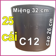 25 Chậu nhựa VĨ HIỀN C12 miệngcao 32x26cm trồng cây ăn trái và hoa siêu bền 77108