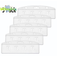 [spring-t] Pa Of 5 Horizontal Half Card Badge Holder For Swipe ID Cards Frosted Rigid Polycarbonate 