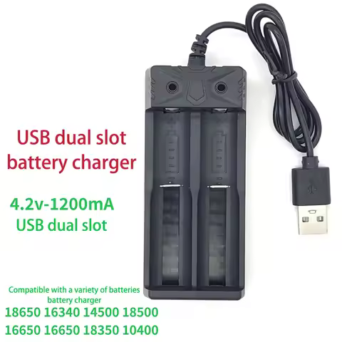 2 Slots USB Dual 18650 Charging 3.7V Rechargeable Lithium Battery 18650 Battery Charger For 18500/18
