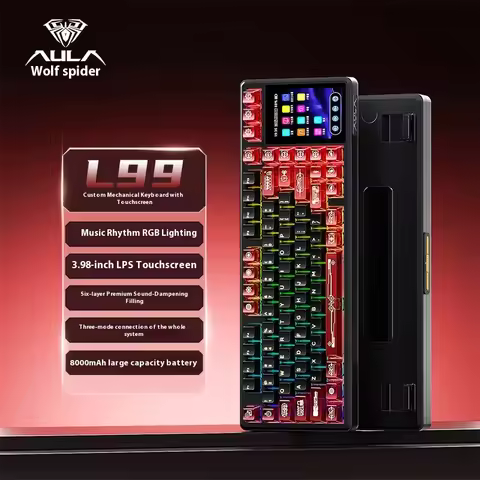 AULA L99 Mechanical Keyboard Wireless Tri Mode 8000mAh RGB Full Key Hot Swap with IPS Touch Screen K
