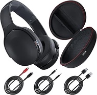 Skullcandy Crusher Evo Over-Ear Wireless Headphones Bundle with Protective Case and USB-C Cable - Skullcandy Headphones Wireless Bluetooth with Adjustable Haptic Sensory Bass, 40 Hr Battery (Black)