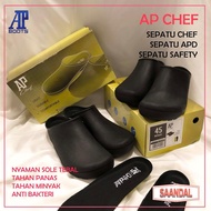 Sepatu Boots Hitam Clog AP Chef Boots Anti Licin, Anti Air, Anti minyak, Sepatu dapur koki