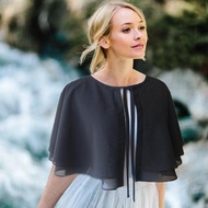 Black Chiffon Wedding Wraps Cape Prom Party Dress Cloak Women Bolero Bridal Jacket