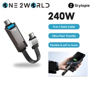 STYLEPIE C90-U USB4.0 40Gbps 2TB TF Card Reader 240W 4-in-1 Fast Charging Data Cable, Zinc Alloy, 14