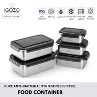 ✮iGOZO Pure Anti-Bacterial 316 Stainless Steel Food Container Lunch Box (600ml1000ml1400ml2000ml2800ml)✯