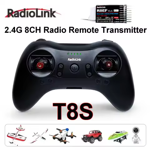 Radiolink T8S 2.4G 8CH Radio Remote Transmitter W/ R8EF Receiver Game Shape Controller for RC FPV Dr