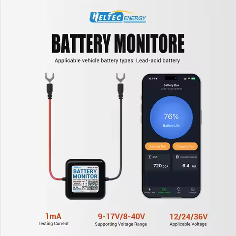 Wireless 12/24/32V Battery Monitor Battery Tester 12V SOC Battery Health Analyzer Battery Tools with
