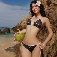 Polka Black 2-piece Polka dot string Bikini Set (fast)