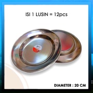 READY STOCK 1 Lusin Piring Makan Stainless Diameter 20 cm / 22 cm / 24