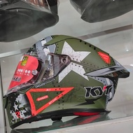 Helm Full Face KYT R2R PRO Assault Green Army Doff