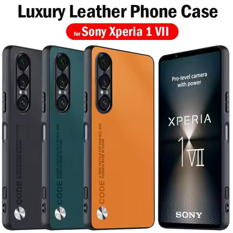 For Sony Xperia 1 VII Case Luxury Fiber Texture PU-Leather Protection Plastic Hard Cover for Sony Xp