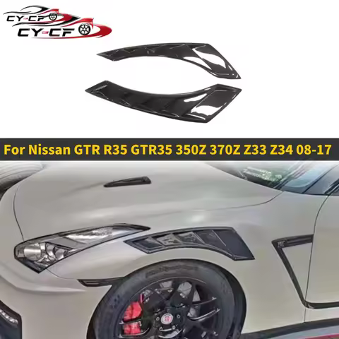 Carbon Fiber Front Fender Air Vent Trim Spoiler Canards Side Fender Body Kits For Nissan GTR R35 GTR