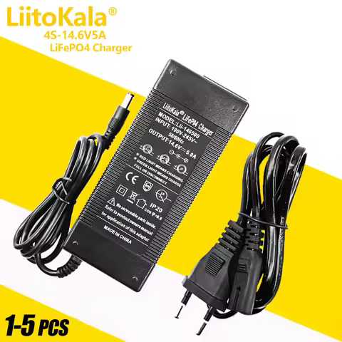 1-5pcs LiitoKala 4S 14.4V 3A/5A LiFePO4 battery Charger 12V/14.4V LiFePO4 Battery Charger Input 100-